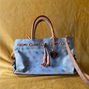 Dooney & Bourke Blue Satchel/Purse with Tan Accents